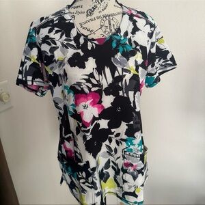 Floral Print Women's Scrub Top